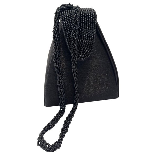 Formal Prom Bridal Evening Shoulder Mini Hand Bag Clutch Purse Black Beaded READ - Picture 12 of 12